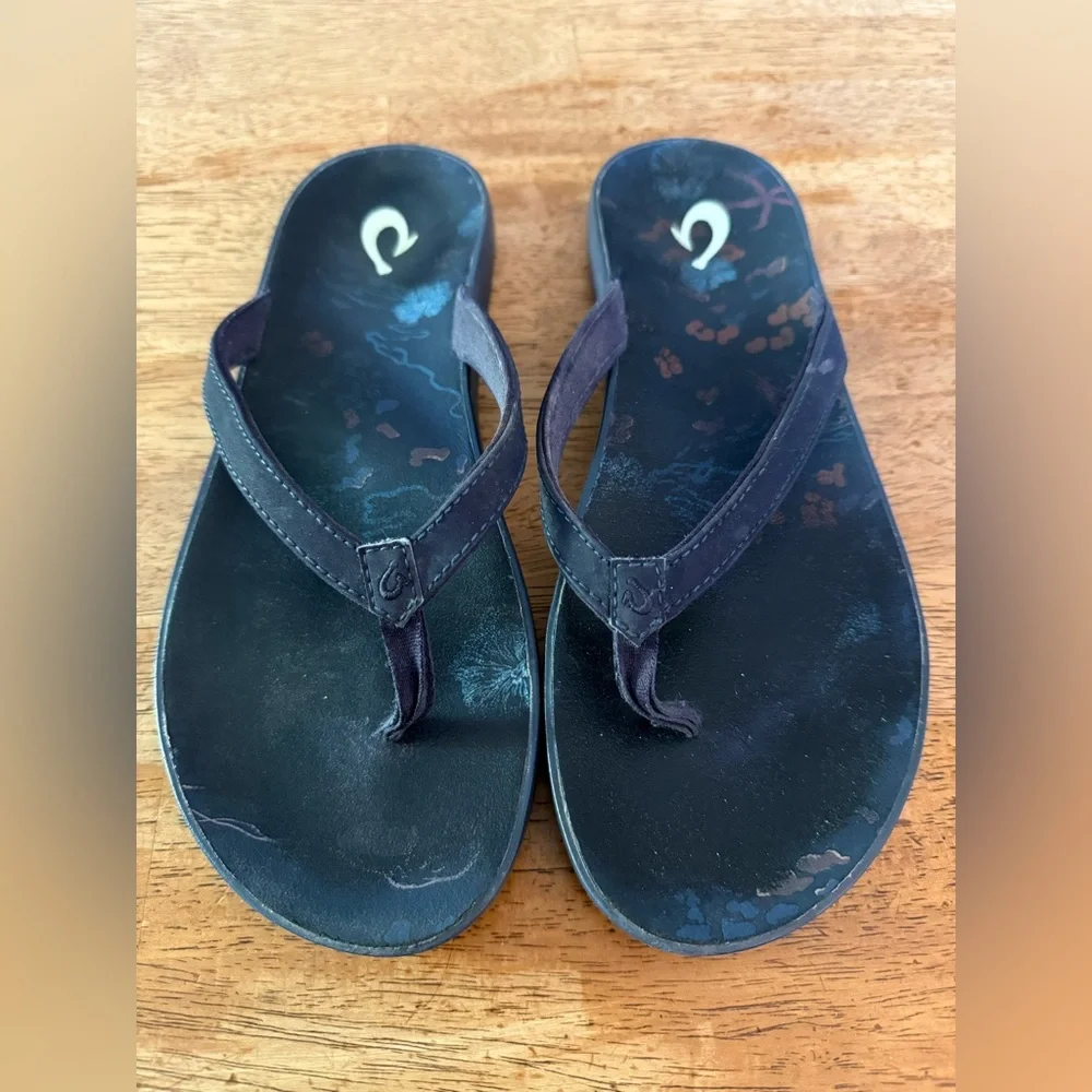OluKai Womens Blue Reef Puawe Sandals Size 9 - Picture 2 of 3